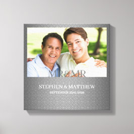 Mr. and Mr Two Grooms Silver Damask Foto Leinwanddruck