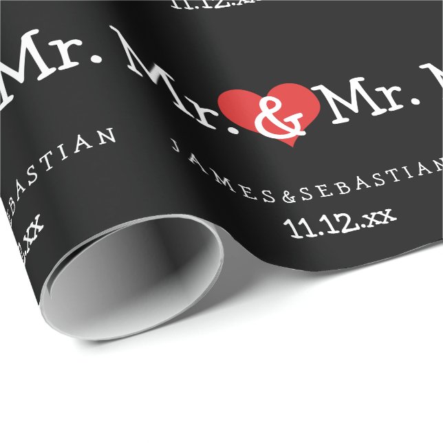 Mr. and Mr Two Grooms Wedding Geschenkpapier (Rolleneckpunkt)