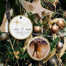 Mr. and Mrs. 1 Christmas Gold Glitzer Star Foto