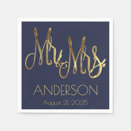 Mr. and Mrs. Add Last Name Couple and Wedding Date Serviette
