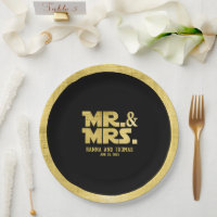 Mr. and Mrs Black Gold Sci Fi Theme Wedding