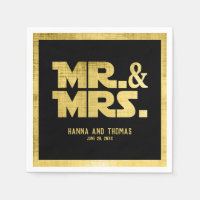 Mr. and Mrs Black Gold Sci Fi Theme Wedding