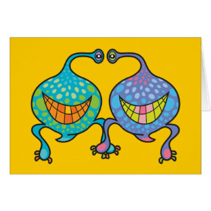 Mr. and Mrs Blob Cartoon Fun Alien Note / Card