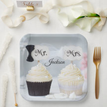 Mr. and Mrs. Bridal Shower Paper Plates