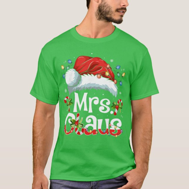 Mr and Mrs Claus Couples Matching Christmas Pajama T-Shirt (Vorderseite)