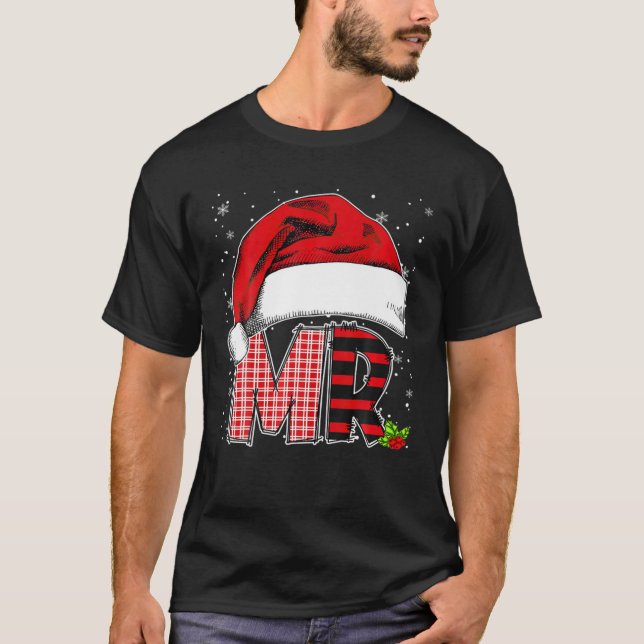 Mr And Mrs Claus Couples Santa Hat Christmas Pajam T-Shirt (Vorderseite)