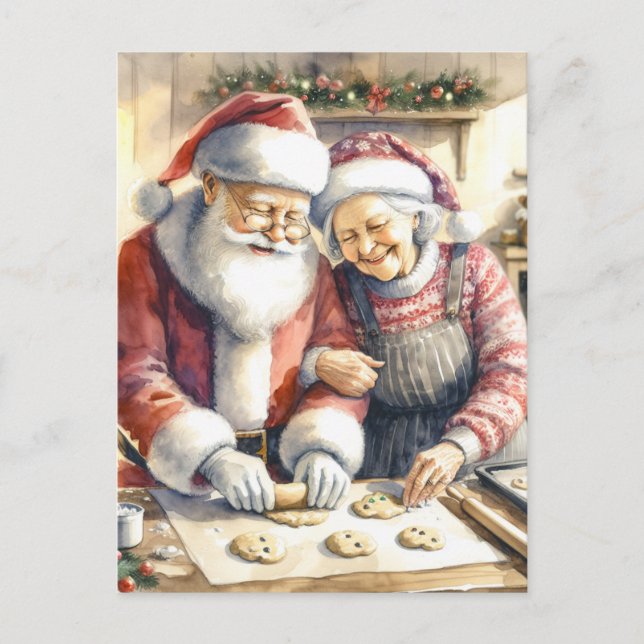 Mr. and Mrs. Clause Niedliche Weihnachten Personal Postkarte (Vorderseite)