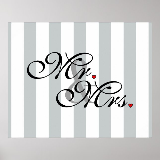 Mr. and Mrs. Click to Customize Color Stripes Poster (Vorne)