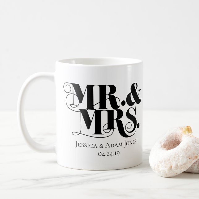 Mr. and Mrs. design, Vintag, elegant. Tasse (Mit Donut)