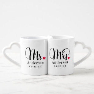 Mr. and Mrs. Elegant Script Custom Wedding Monogra Liebestassen