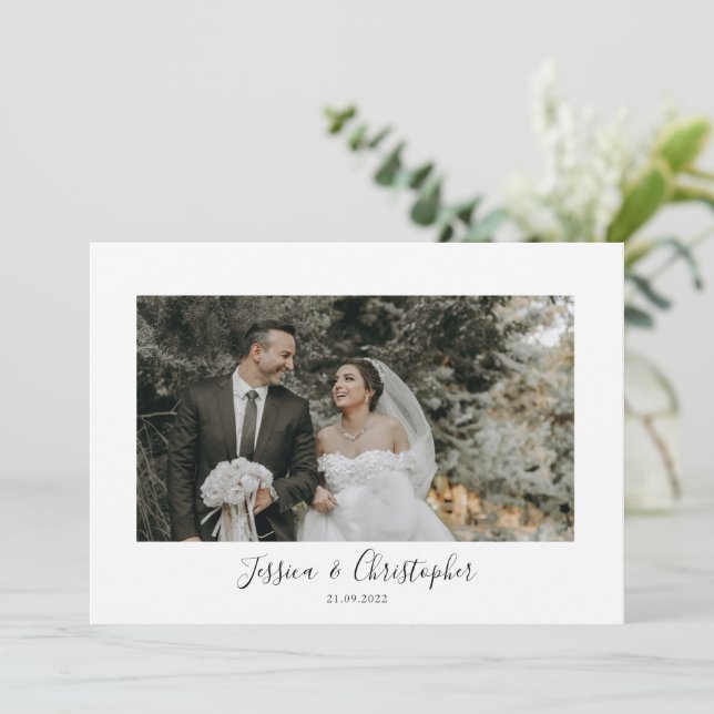 Mr. and Mrs. Foto Wedding Dankeschön Karte (Stehend Vorderseite)