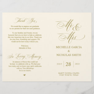 Mr. and Mrs., Gold Schriftart, Foldable Wedding Pr