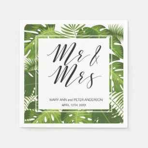 Mr. and mrs Green Blätter Hochzeitspapiere Serviet Serviette