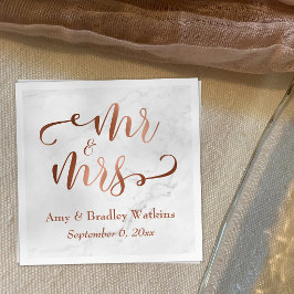 "Mr. and Mrs." Imitate Kupferskript über weißem Ma Serviette
