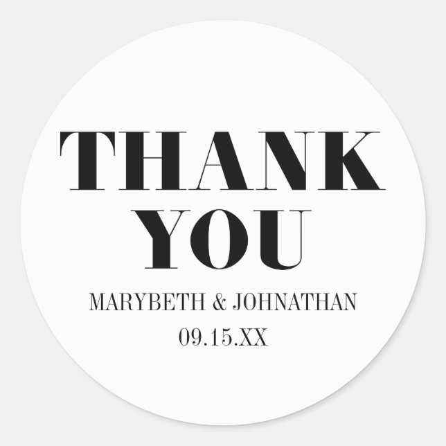 Mr. and Mrs Modern Bold Wedding Danke Sticker (Vorderseite)