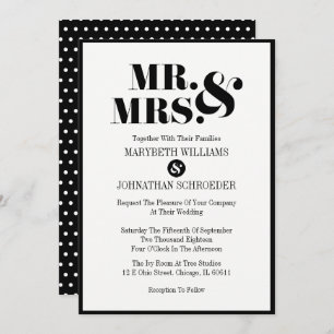 Mr. and Mrs Modern Bold Wedding Einladungskarte Einladung