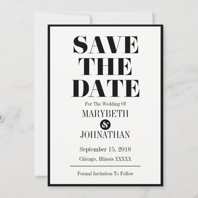 Mr. and Mrs Modern Bold Wedding Save the Date Card (Vorderseite)