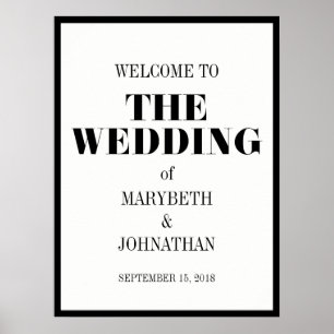 Mr. and Mrs Modern Bold Wedding Welcome Poster