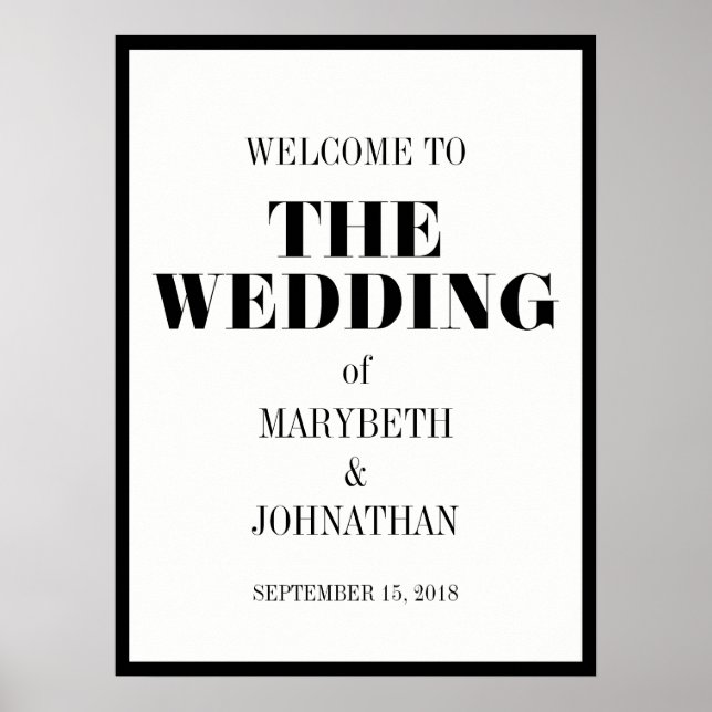 Mr. and Mrs Modern Bold Wedding Welcome Poster (Vorne)