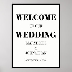 Mr. and Mrs Modern Bold Wedding Welcome Poster