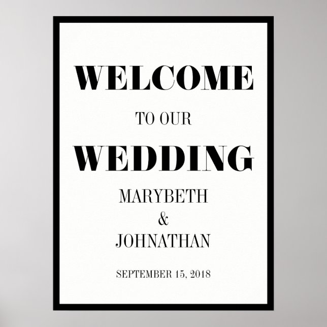 Mr. and Mrs Modern Bold Wedding Welcome Poster (Vorne)