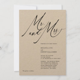 Mr. and Mrs Modern Calligraphy Schwarz-weiß Weddin Einladung