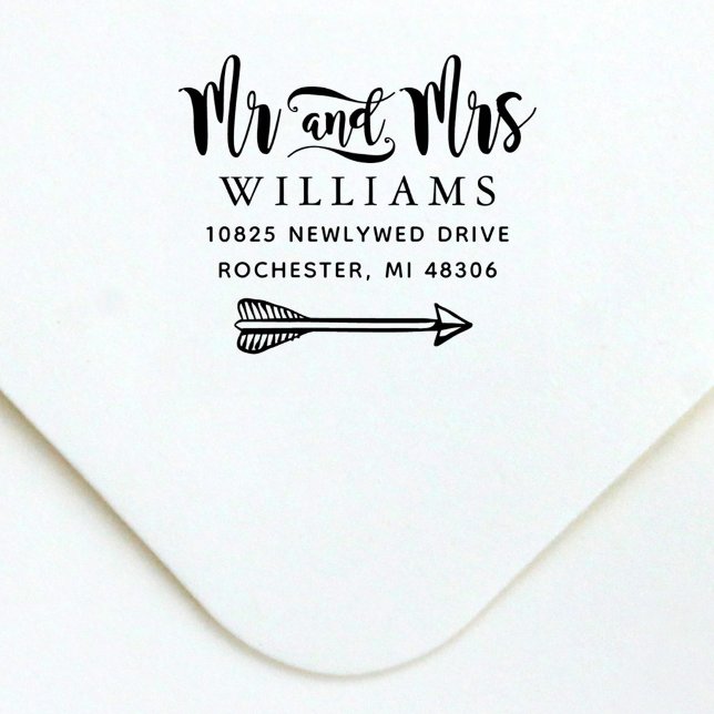 Mr. and Mrs. Modern Handwriting Script Wedding Permastempel (Von Creator hochgeladen)