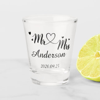 Mr and Mrs - Name - Weddind date Schnapsglas