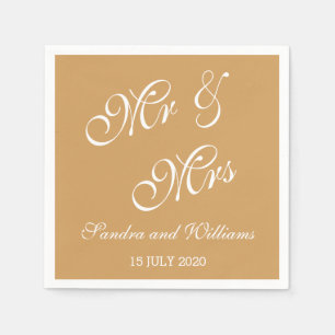 Mr. and Mrs. Napkins Gold Wedding Serviette