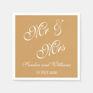Mr. and Mrs. Napkins Gold Wedding Serviette