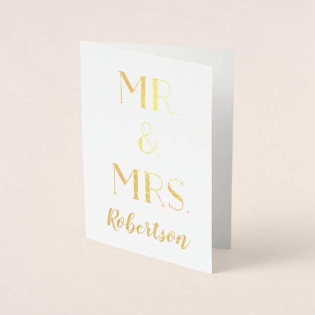 Mr. and Mrs New Last Name Wedding Folienkarte (Vorderseite)