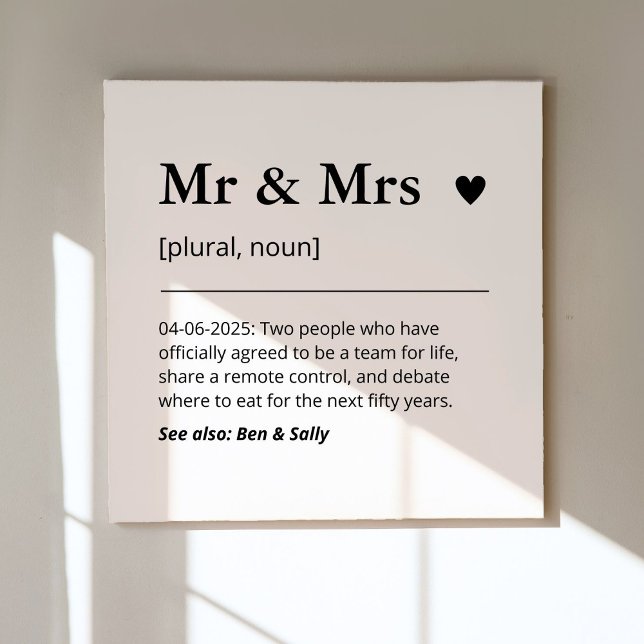 Mr. and Mrs Newlywed Wedding Definition Modern Leinwanddruck (Von Creator hochgeladen)