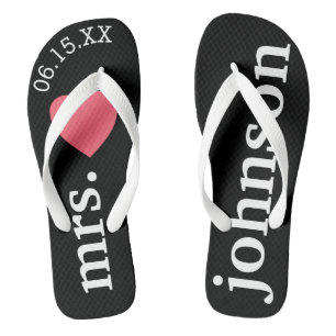 Mr. and Mrs. Personalisiert Honeymoon with Heart Flip Flops