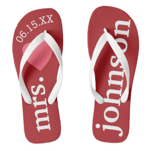 Mr. and Mrs. Personalisiert Honeymoon with Heart Flip Flops