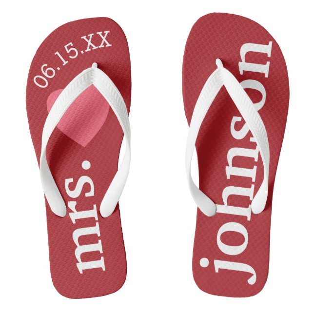 Mr. and Mrs. Personalisiert Honeymoon with Heart Flip Flops (Fußbett)