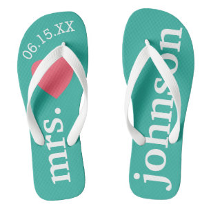 Mr. and Mrs. Personalisiert Honeymoon with Heart Flip Flops