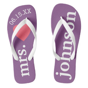 Mr. and Mrs. Personalisiert Honeymoon with Heart Flip Flops