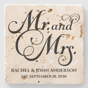 Mr. and Mrs., Personalisiert Verlobung Gift, Marmo Steinuntersetzer
