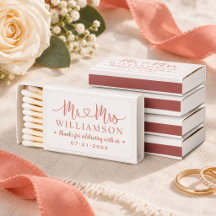 Mr. and Mrs. Rose Gold Heart Script Custom Wedding