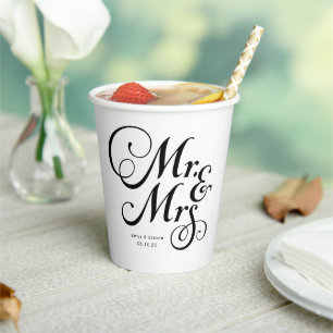 Mr. and Mrs. Rustic style personalisierte Hochzeit Pappbecher
