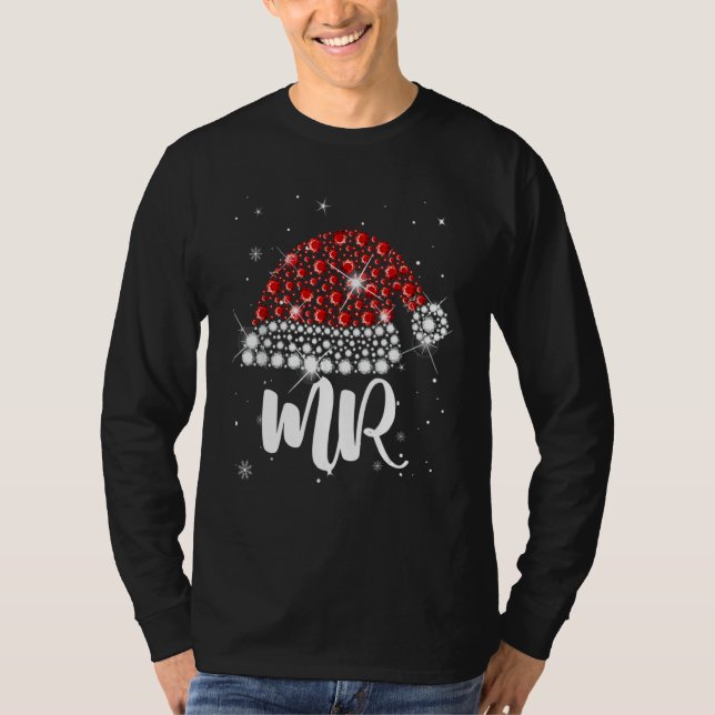 Mr And Mrs Santa Hat Christmas Couples Matching Pa T-Shirt (Vorderseite)