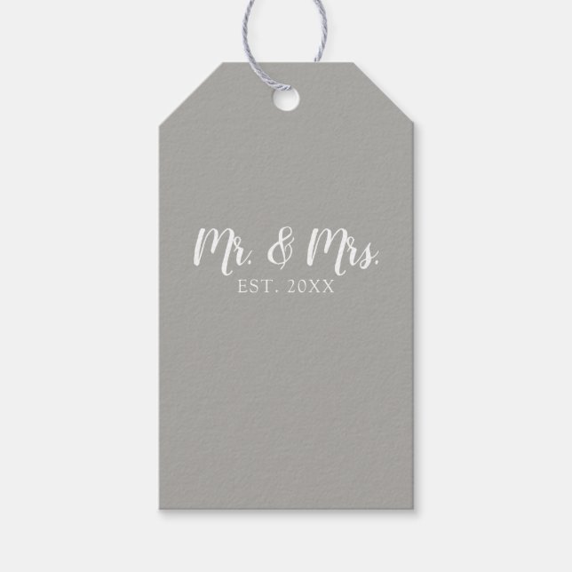 Mr. and Mrs. Script Established Wedding Geschenkanhänger (Vorderseite)