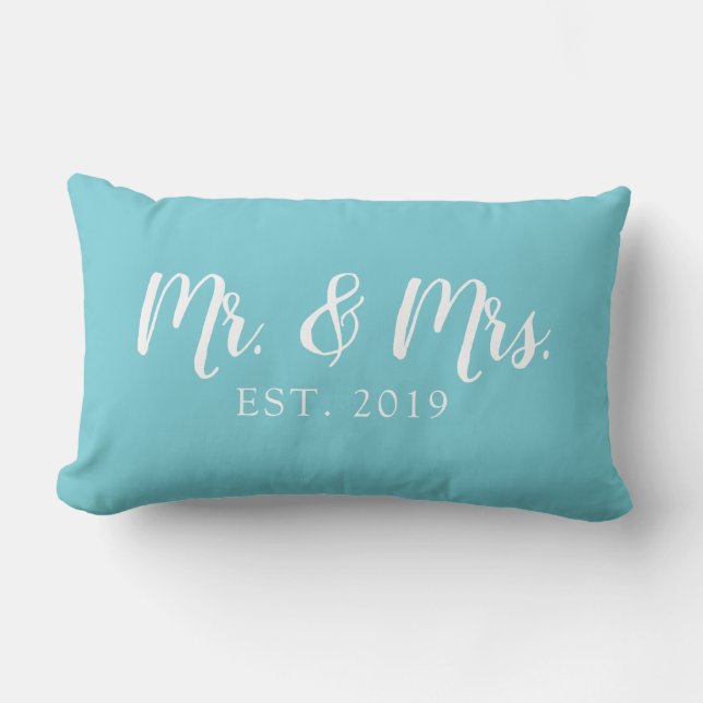 Mr. and Mrs. Script Established Wedding Pillow Lendenkissen (Vorderseite)