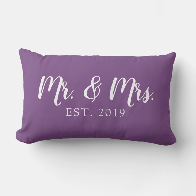 Mr. and Mrs. Script Established Wedding Pillow Lendenkissen (Vorderseite)