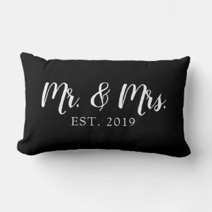 Mr. and Mrs. Script Established Wedding Pillow Lendenkissen