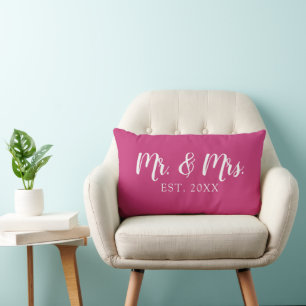 Mr. and Mrs. Script Established Wedding Pillow Lendenkissen