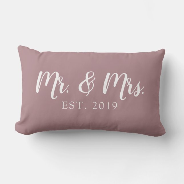 Mr. and Mrs. Script Established Wedding Pillow Lendenkissen (Vorderseite)