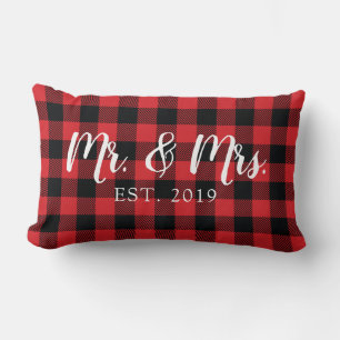 Mr. and Mrs. Script Established Wedding Pillow Lendenkissen