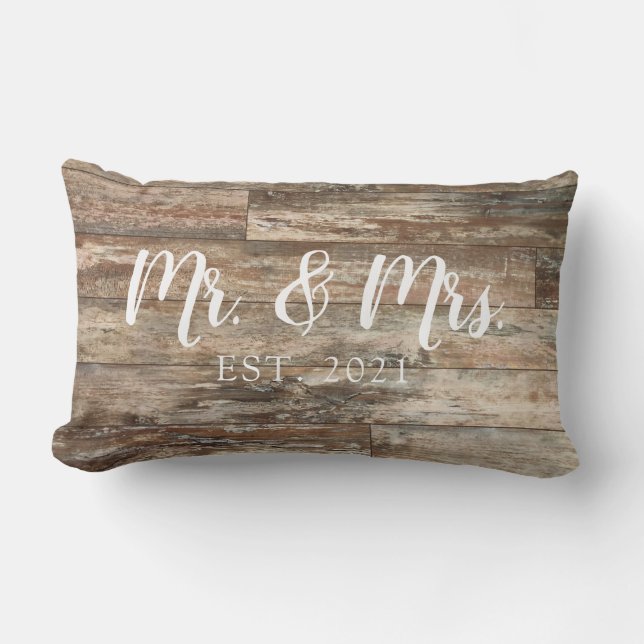 Mr. and Mrs. Script Established Wedding Pillow Lendenkissen (Vorderseite)