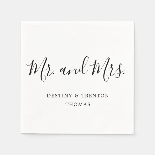 Mr. and Mrs Simple Elegant Script Wedding Serviette (Vorderseite)